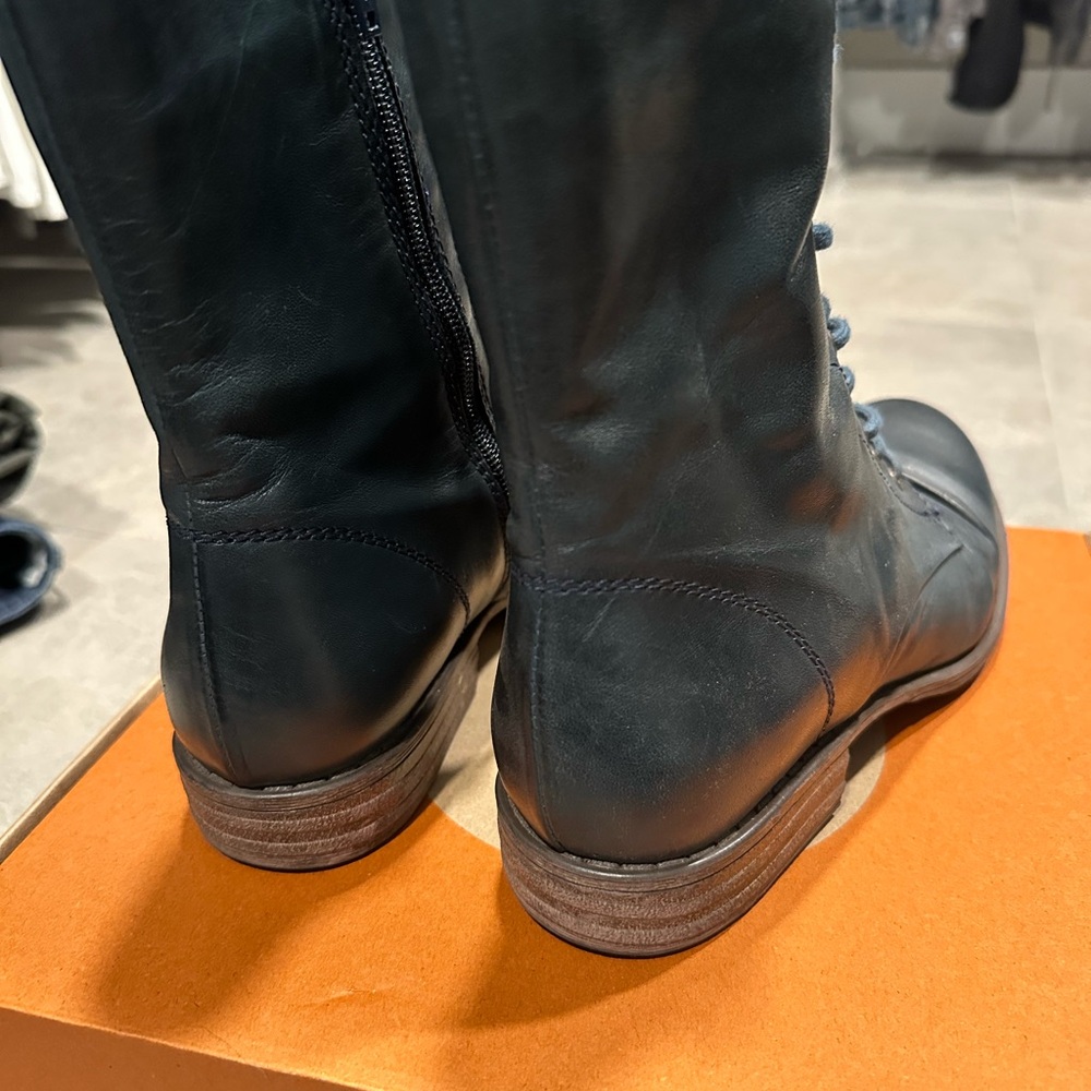 Miz Mooz Lukas Ocean Blue Leather Boots - Picture 6 of 13